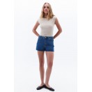 Bej Pamuklu Bot Yaka Tişört