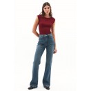 Bordo Pamuklu Bot Yaka Tişört